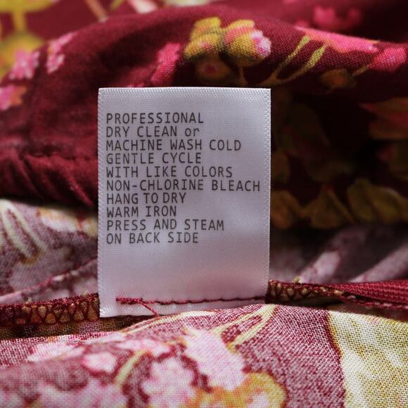 Rachel Roy One Shoulder Floral Tie Waist Top Puff Sleeve Red Boho Y2K Size M - Picture 8 of 10